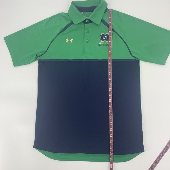 Men's Under Armour Loose Polo Shirt Green Blue S Notre Dame ND‎ Fighting Irish - Picture 6 of 9